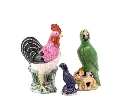 Lot 142 - A Chinese Sancai Glazed Porcelain Parrot,...
