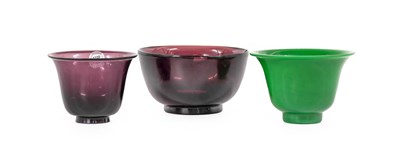 Lot 153 - A Peking Green Glass Wine Cup, Qing Dynasty,...