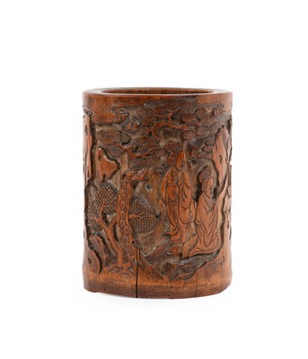 Lot 202 - A Chinese Bamboo Brush Pot, Qing Dynasty,...