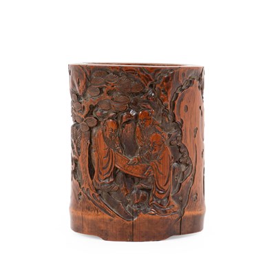 Lot 206 - A Chinese Bamboo Brush Pot, Qing Dynasty,...