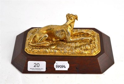 Lot 20 - A gilt metal greyhound trophy on wooden base