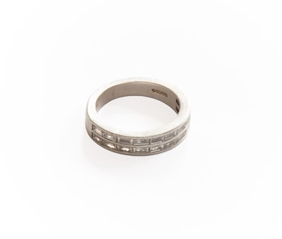 Lot 287 - A Platinum Diamond Two Row Ring, the baguette...