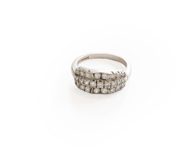 Lot 298 - A Diamond Three Row Ring, set throughout with...