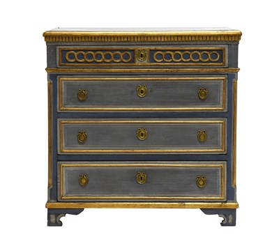 Lot 548 - A North European Blue Painted and Parcel Gilt...