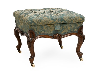 Lot 598 - A Victorian Carved Walnut and Upholstered Box...