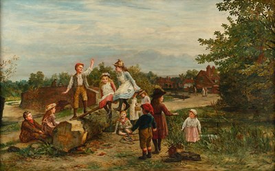 Lot 1073 - Robert W Wright (fl.1870-1906) The See-Saw -...