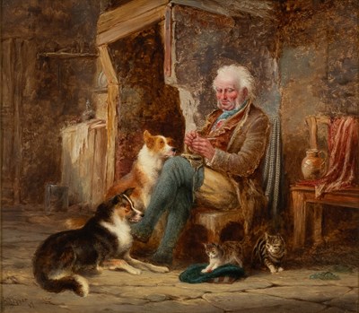 Lot 355 - George Hepper (19th Century) At the fireside...