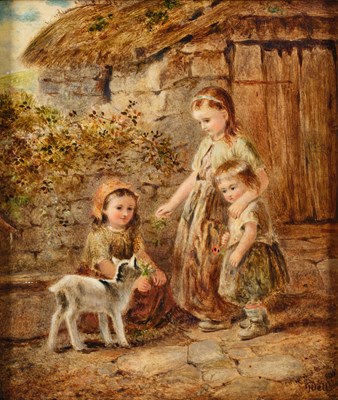 Lot 1090 - Henry John Dell (1830-1888) "The Pet Rabbit"...