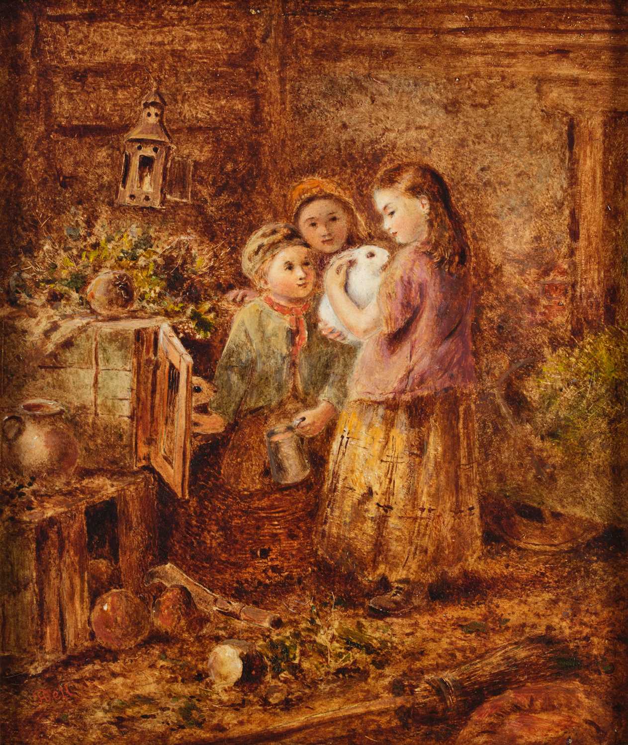 Lot 1090 - Henry John Dell (1830-1888) "The Pet Rabbit"...