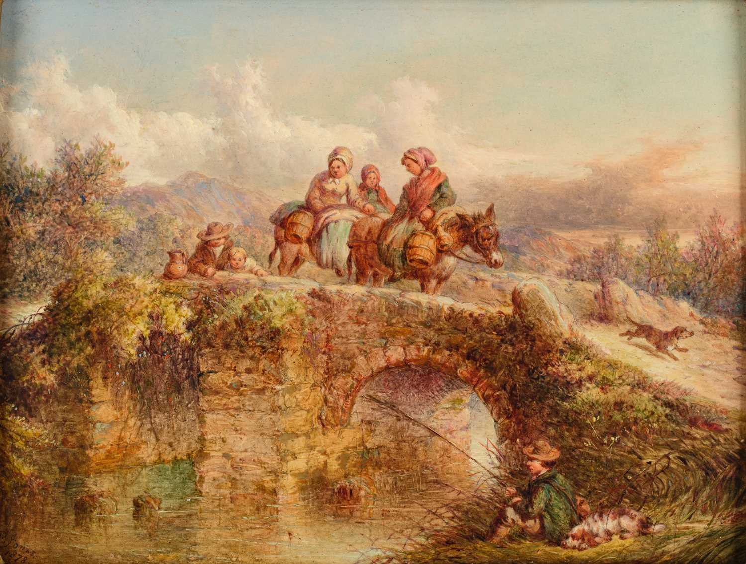 Lot 1093 - Paul Jones (act.1855-1888) Angler on a river...