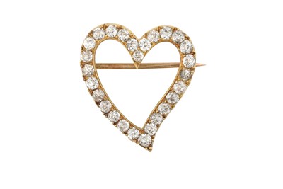 Lot 2310 - A Diamond Heart Brooch the frame set...