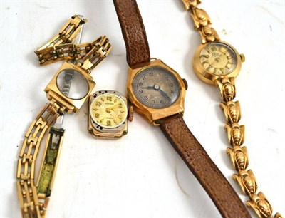 Lot 46 - Three lady's 9ct gold wristwatches