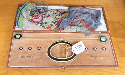 Lot 1130 - A Green and White Enamel Buckle, Hat Pin and...