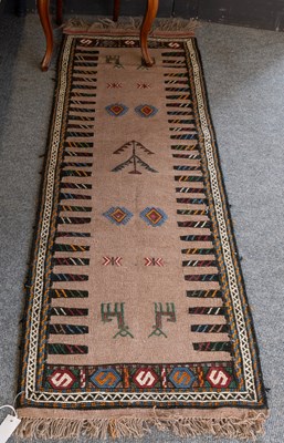 Lot 1276 - Persian Tribal Flatweave Rug, the camel field...