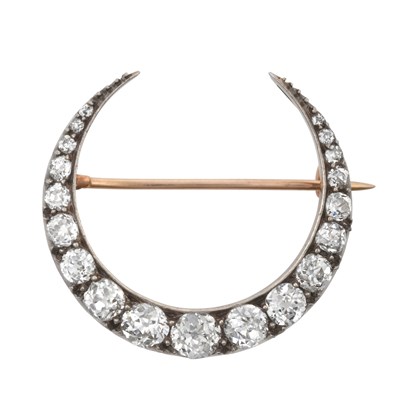 Lot 2283 - A Victorian Diamond Crescent Brooch set...