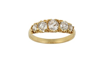 Lot 2415 - A Diamond Five Stone Ring the graduated old...