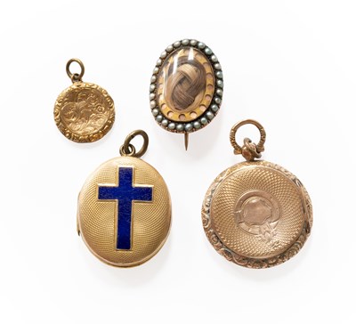 Lot 1080 - Three Lockets, of varying design; and A...