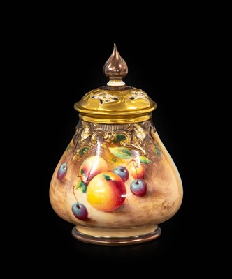 Lot 326 - A Royal Worcester Porcelain Pot Pourri Vase...
