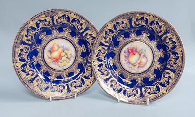 Lot 388 - A Pair of Royal Worcester Porcelain Cabinet...