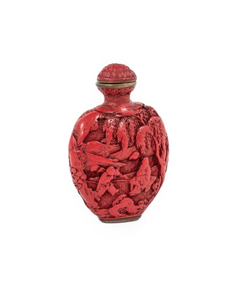 Lot 205 - A Chinese Cinnabar Lacquer Snuff Bottle and...