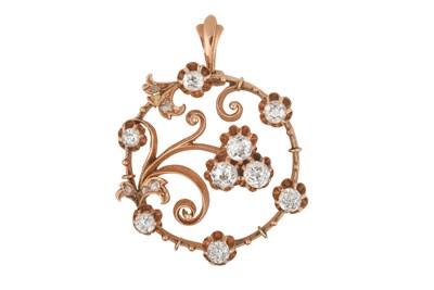 Lot 2394 - A Diamond Pendant the circular frame decorated...