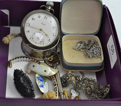 Lot 68 - Silver pocket watch and sundry