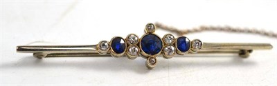 Lot 71 - Diamond and sapphire bar brooch