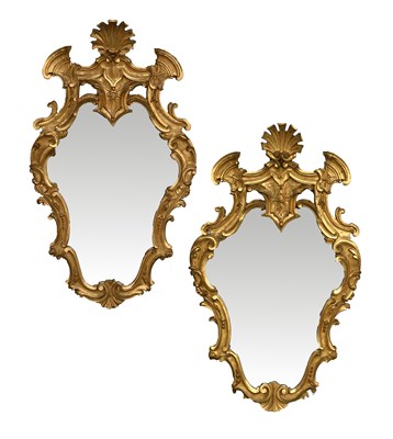 Lot 535 - A Pair of Italian Carved Giltwood Mirrors,...