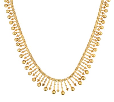 Lot 2256 - A Mid-Victorian Fringe Necklace the yellow...