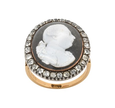 Lot 2257 - A Sardonyx and Diamond Cameo Ring the oval...