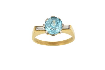 Lot 2338 - A Blue Zircon Ring the round cut blue zircon...