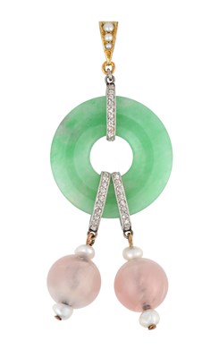 Lot 2319 - An Early 20th Century Jade, Rose Quartz, Pearl...