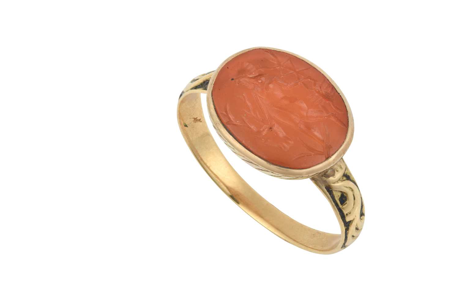 Lot 2028 - An Intaglio and Enamel Ring