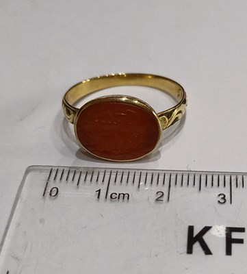 Lot 2028 - An Intaglio and Enamel Ring