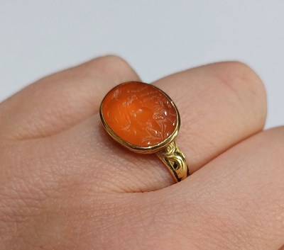 Lot 2028 - An Intaglio and Enamel Ring