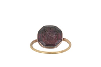 Lot 2029 - A Garnet Intaglio Ring