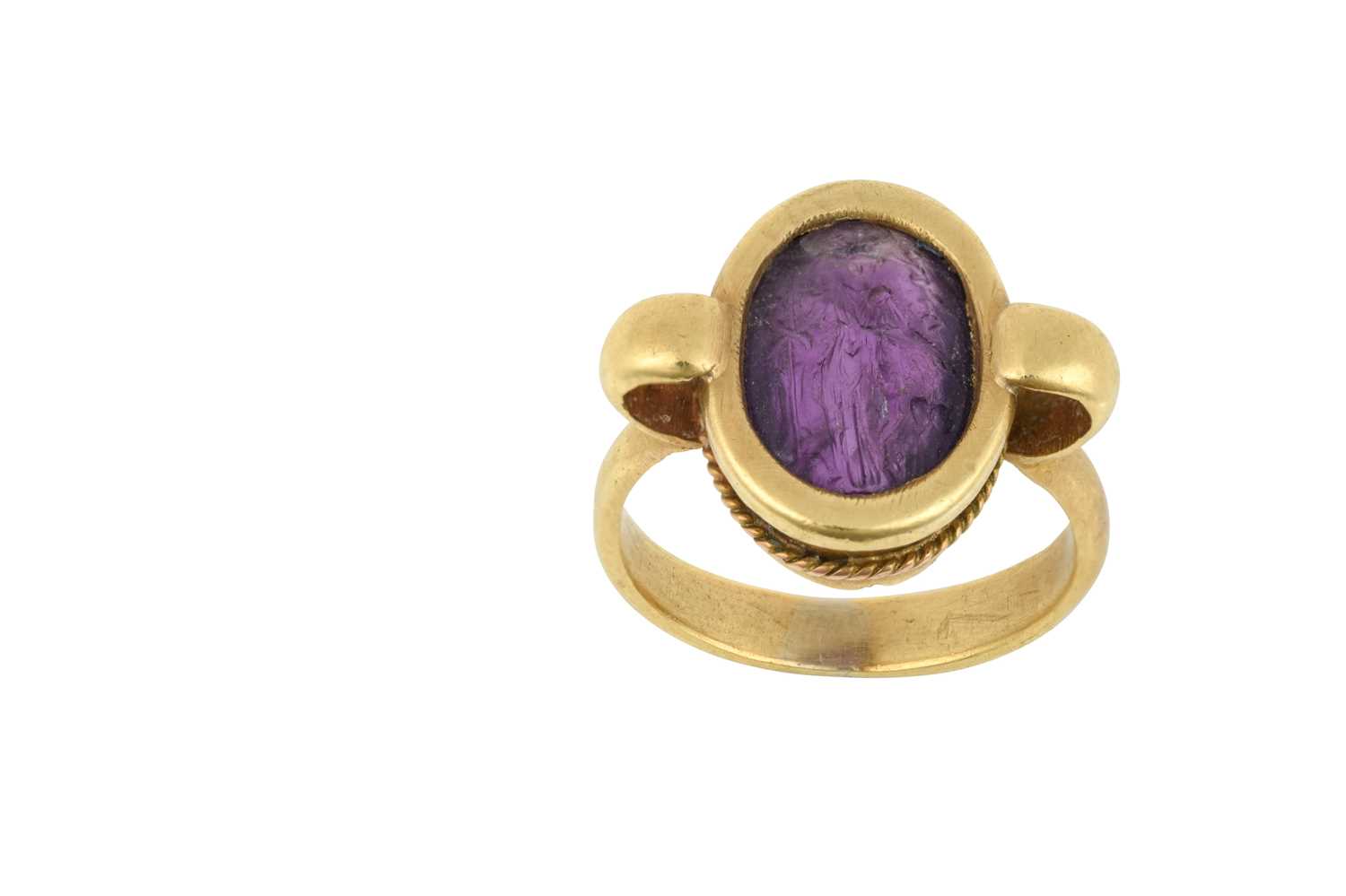 Lot 2012 - An Amethyst Intaglio Ring