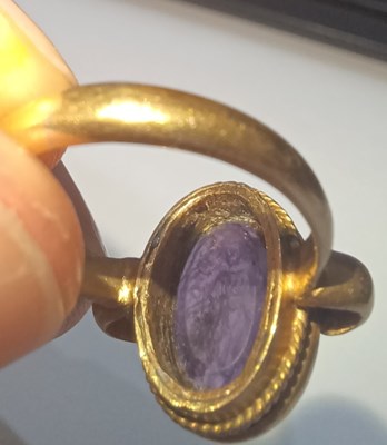 Lot 2012 - An Amethyst Intaglio Ring