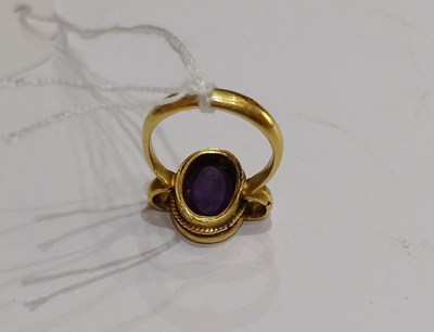 Lot 2012 - An Amethyst Intaglio Ring