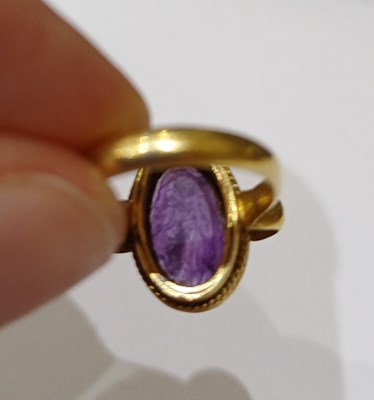 Lot 2012 - An Amethyst Intaglio Ring