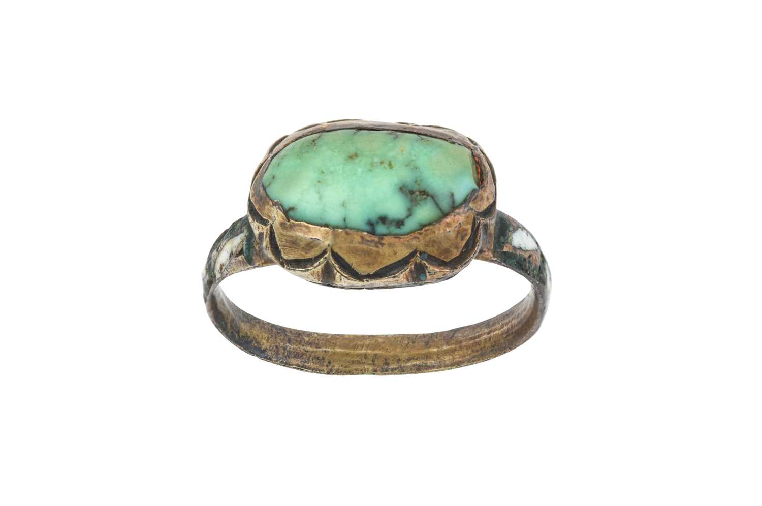 Lot 2031 - A Renaissance Turquoise and Enamel Ring