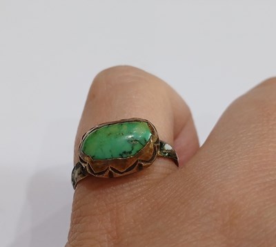 Lot 2031 - A Renaissance Turquoise and Enamel Ring