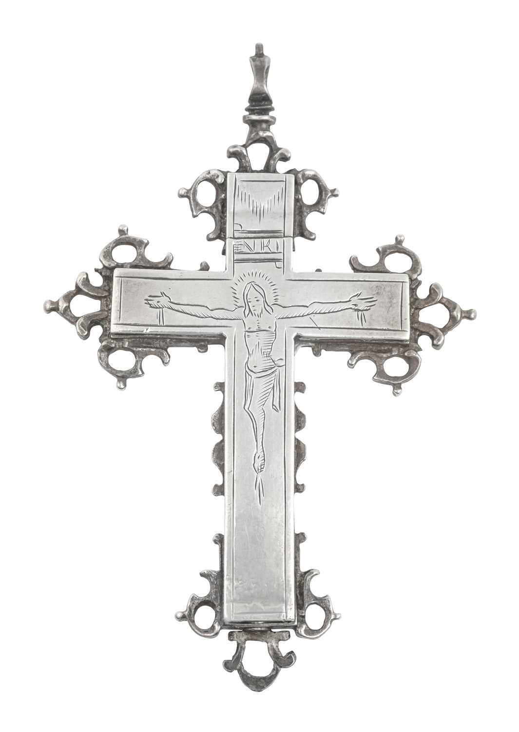 Lot 2079 - A Silver Reliquary Crucifix Pendant