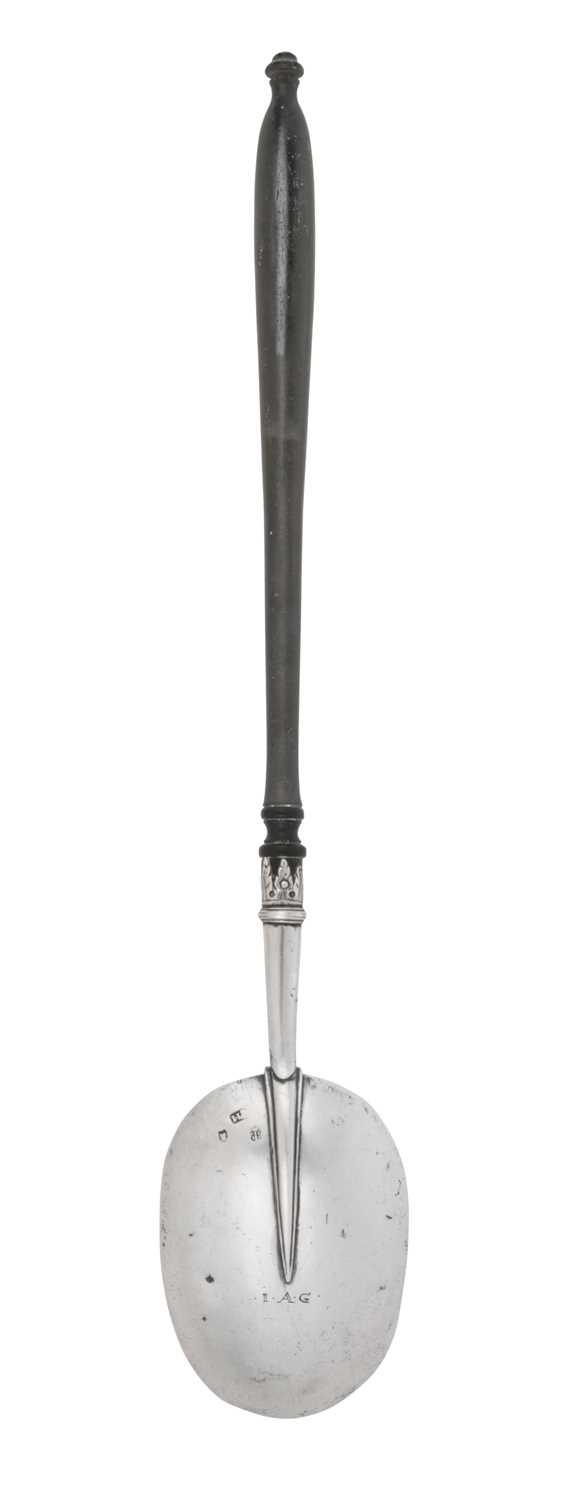 Lot 2074 - A German Silver and Wood Basting-Spoon