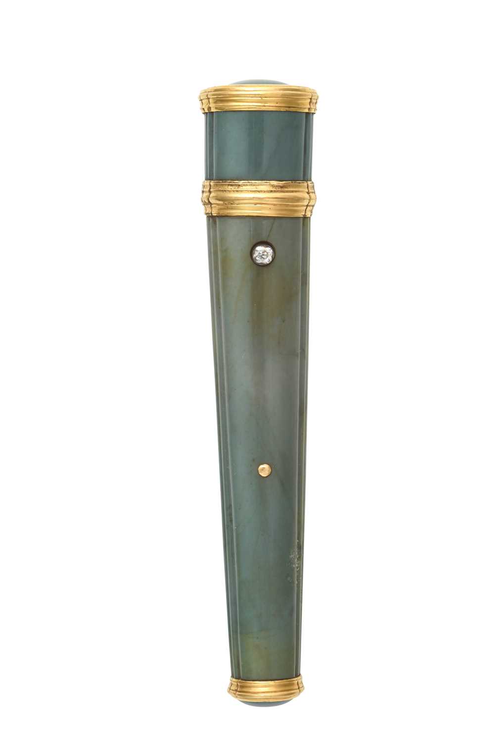 Lot 2017 - A German Gold-Mounted Green Hardstone Etui