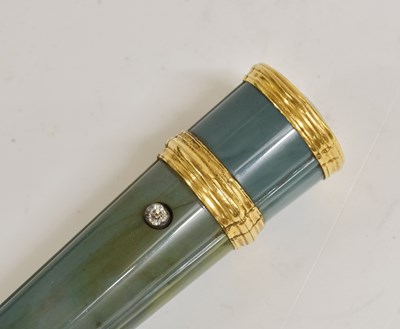 Lot 2017 - A German Gold-Mounted Green Hardstone Etui
