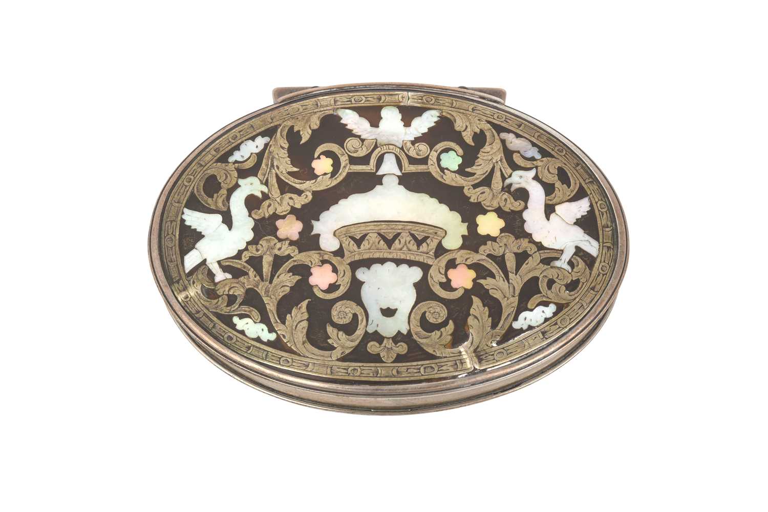 Lot 2021 - A Queen Anne Silver-Mounted Tortoiseshell Snuff-Box