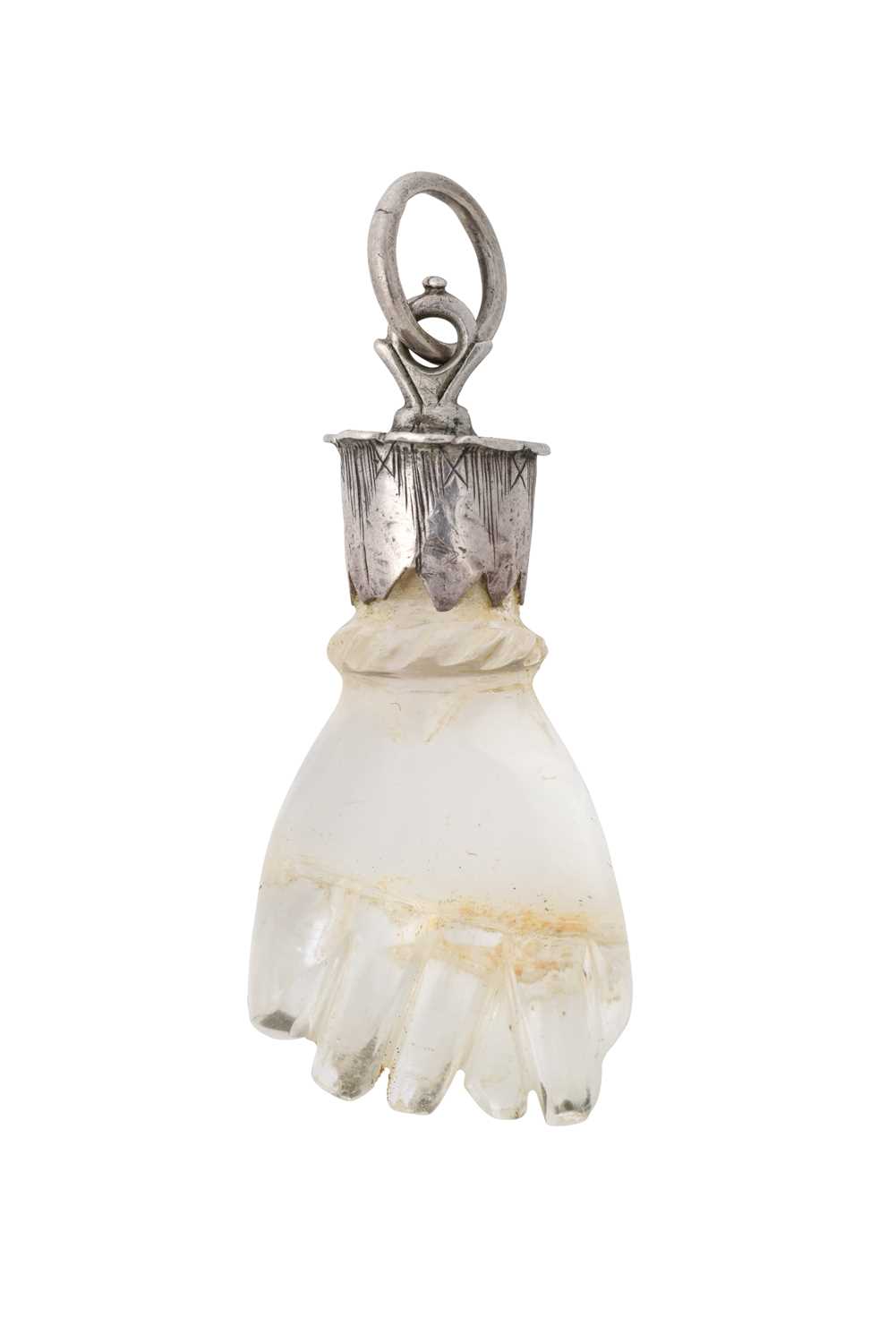 Lot 2016 - A Silver-Mounted Rock Crystal Amulet or Pendant