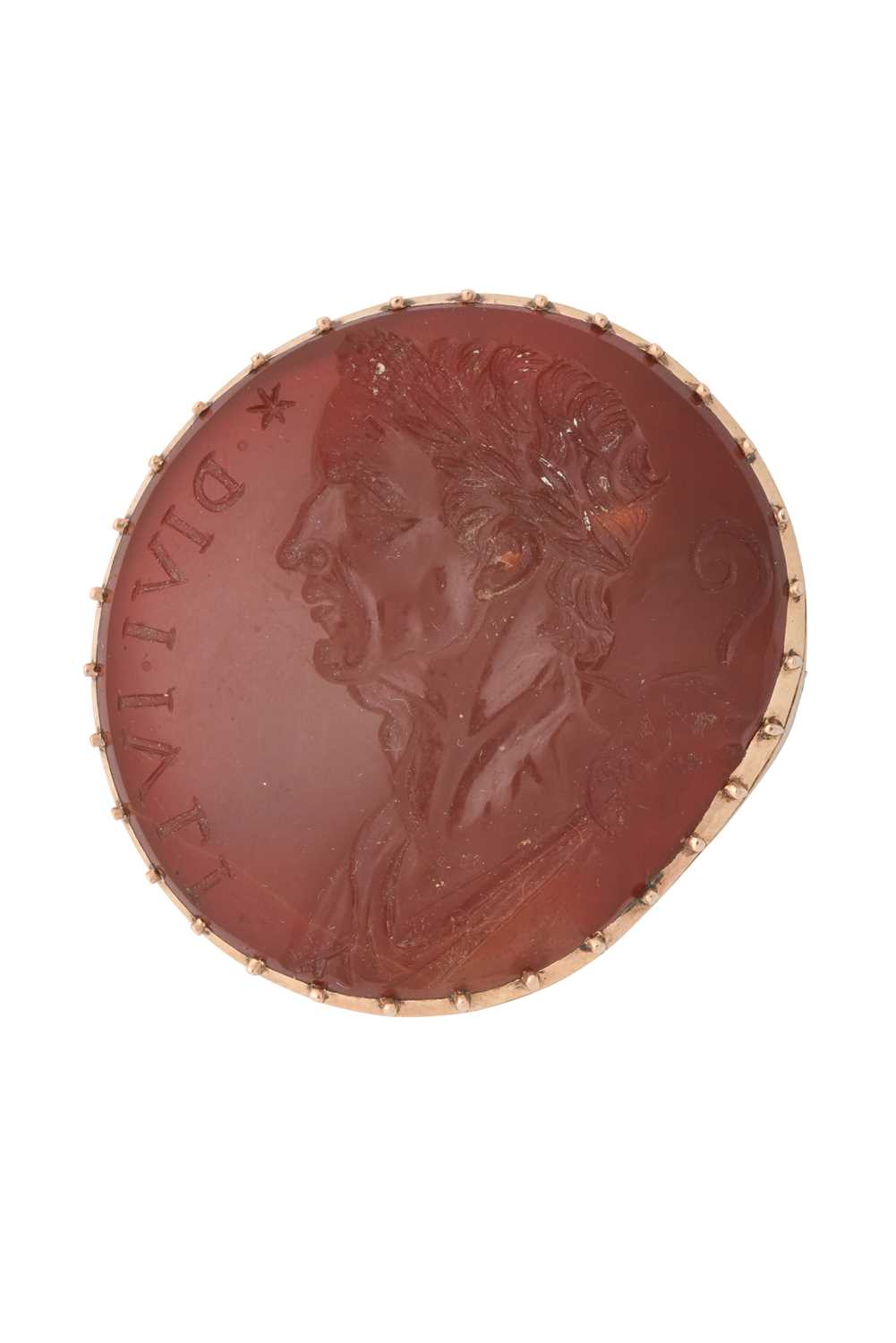 Lot 2018 - A Cornelian Intaglio of a Roman Emperor, Mounted as a Brooch