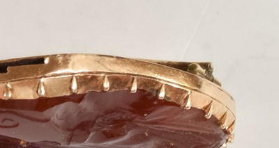 Lot 2018 - A Cornelian Intaglio of a Roman Emperor, Mounted as a Brooch